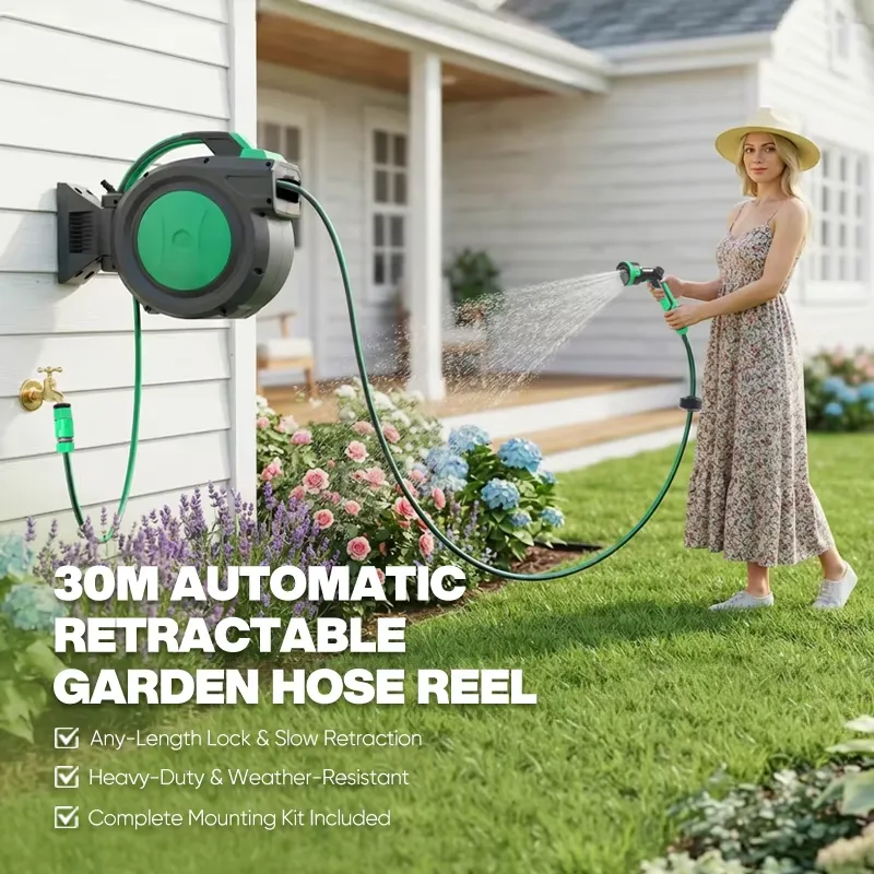 Garden Hose Reel Automatic Retractable 30M - for Hantechn Automatic Retractable Garden Hose