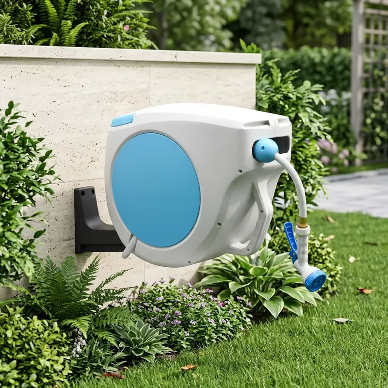 Garden Hose Reel Automatic Retractable 30M - 30M Wall Mounted with Spray Nozzle
