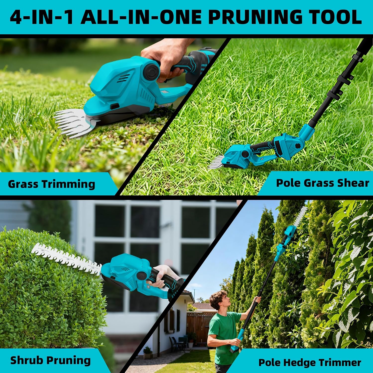 4-in-1 Pole Hedge Trimmer & Co - đánh giá và giá Cordless Hedge Trimmer Pole 2 In 1