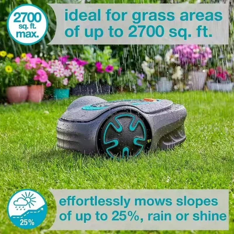Grey Automatic lawn mower Smar - đánh giá và giá Smart Automatic Lawn Mower App