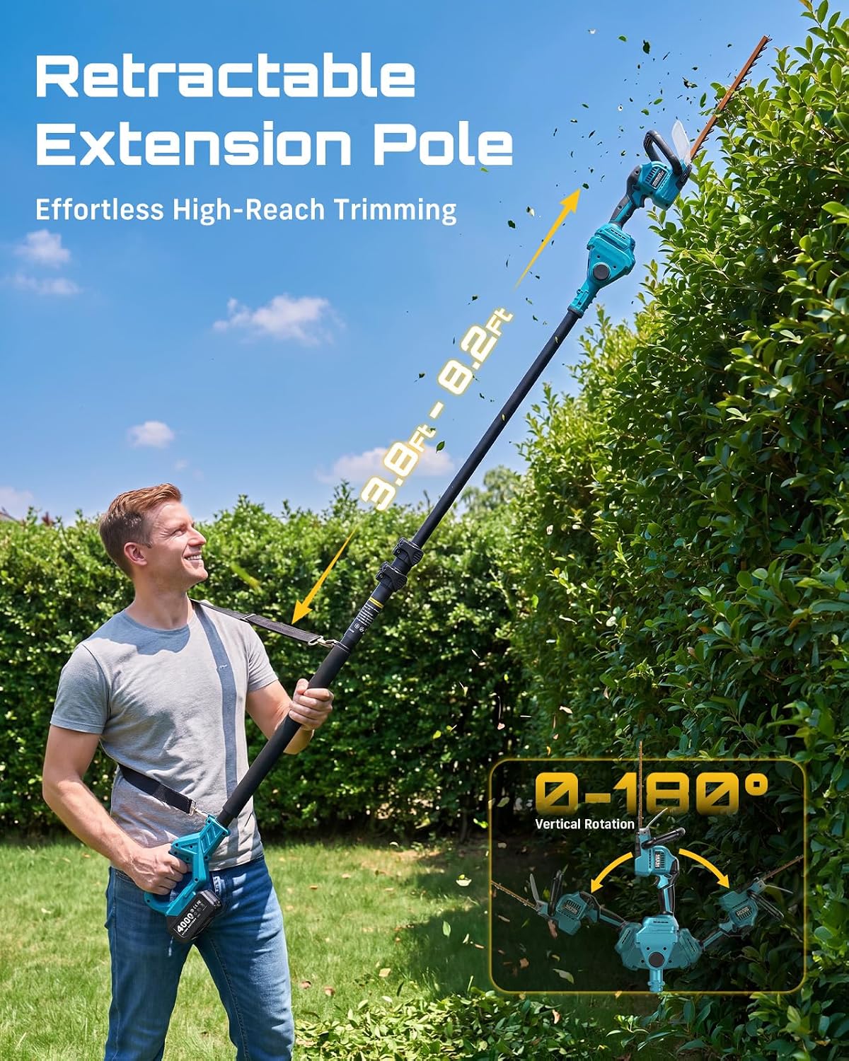 6-in-1 Cordless Pole Saw and H - đánh giá và giá Cordless Hedge Trimmer Pole 2 In 1