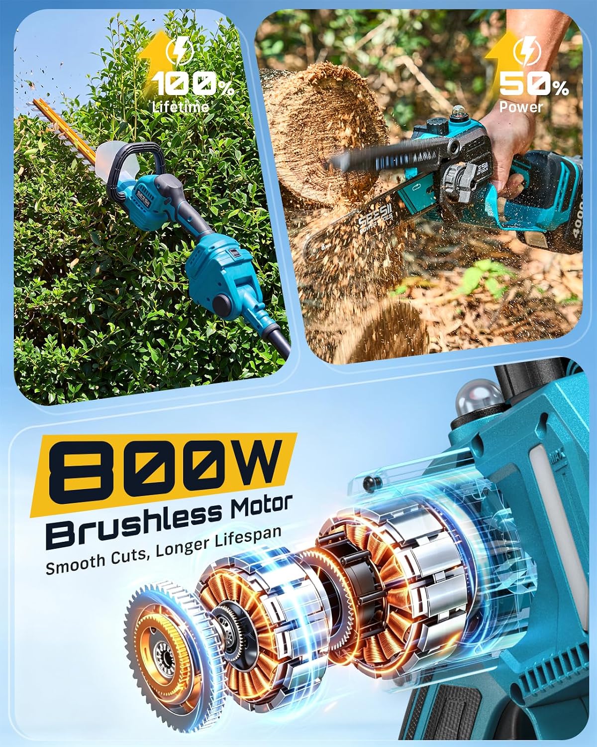6-in-1 Cordless Pole Saw and H - đánh giá và giá Cordless Hedge Trimmer Pole 2 In 1