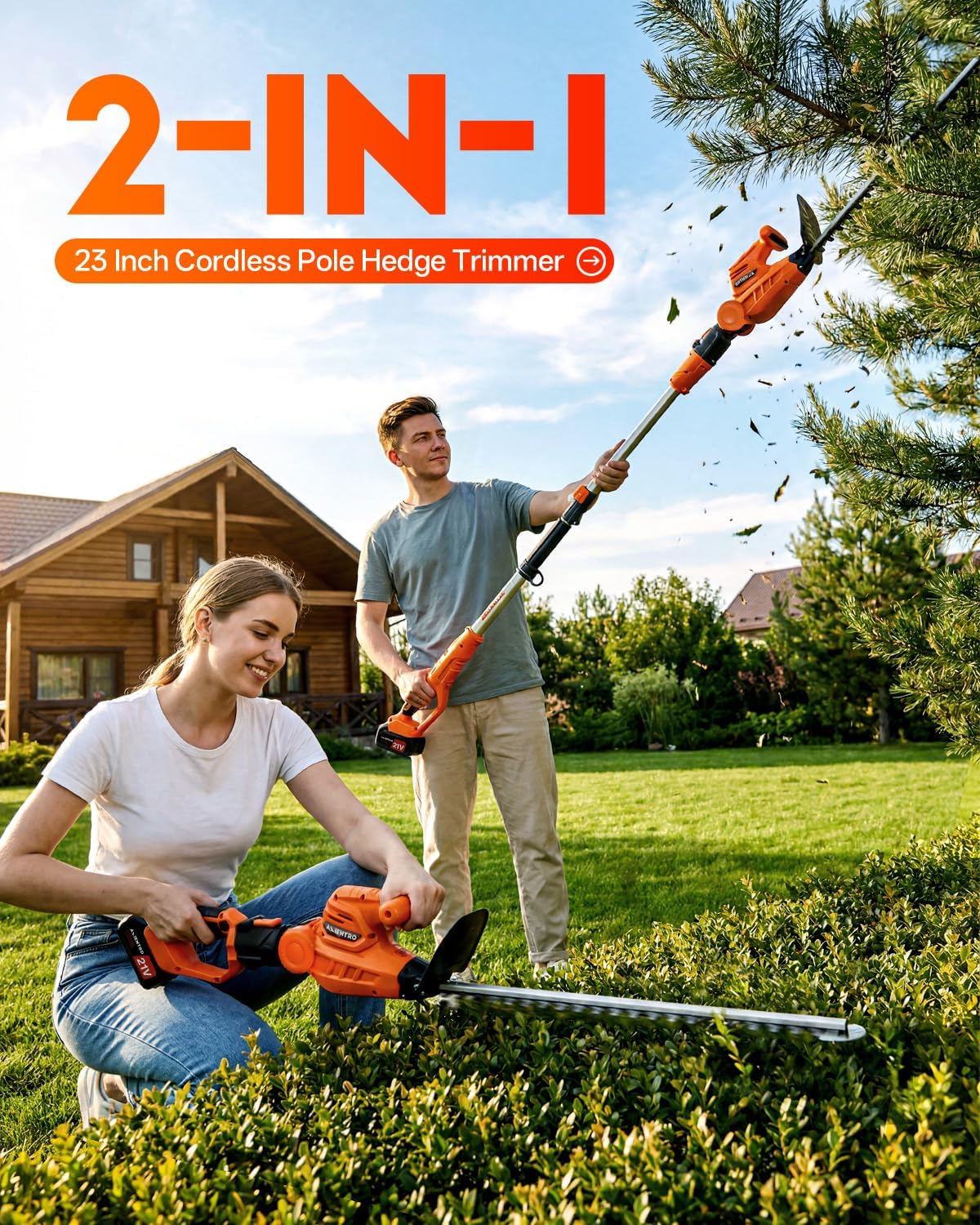 Cordless 2-in-1 Hedge Trimmer, - đánh giá và giá Cordless Hedge Trimmer Pole 2 In 1