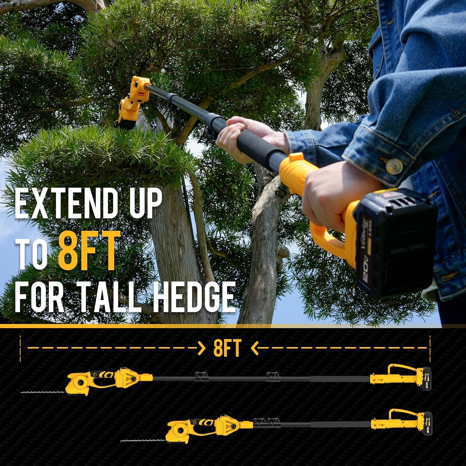 2-in-1 Cordless Pole Hedge Tri - đánh giá và giá Cordless Hedge Trimmer Pole 2 In 1