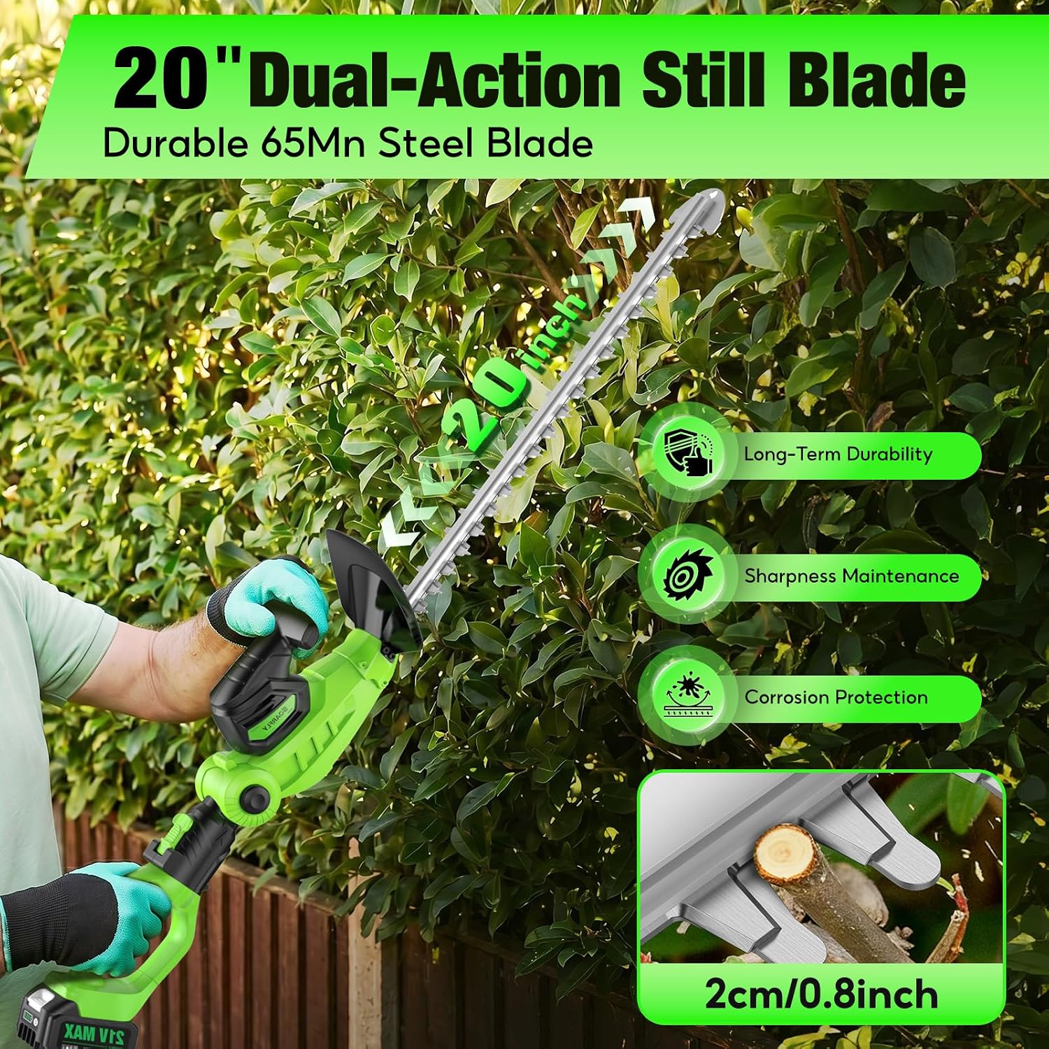 Cordless Hedge Trimmer, 2-in-1 - đánh giá và giá Cordless Hedge Trimmer Pole 2 In 1
