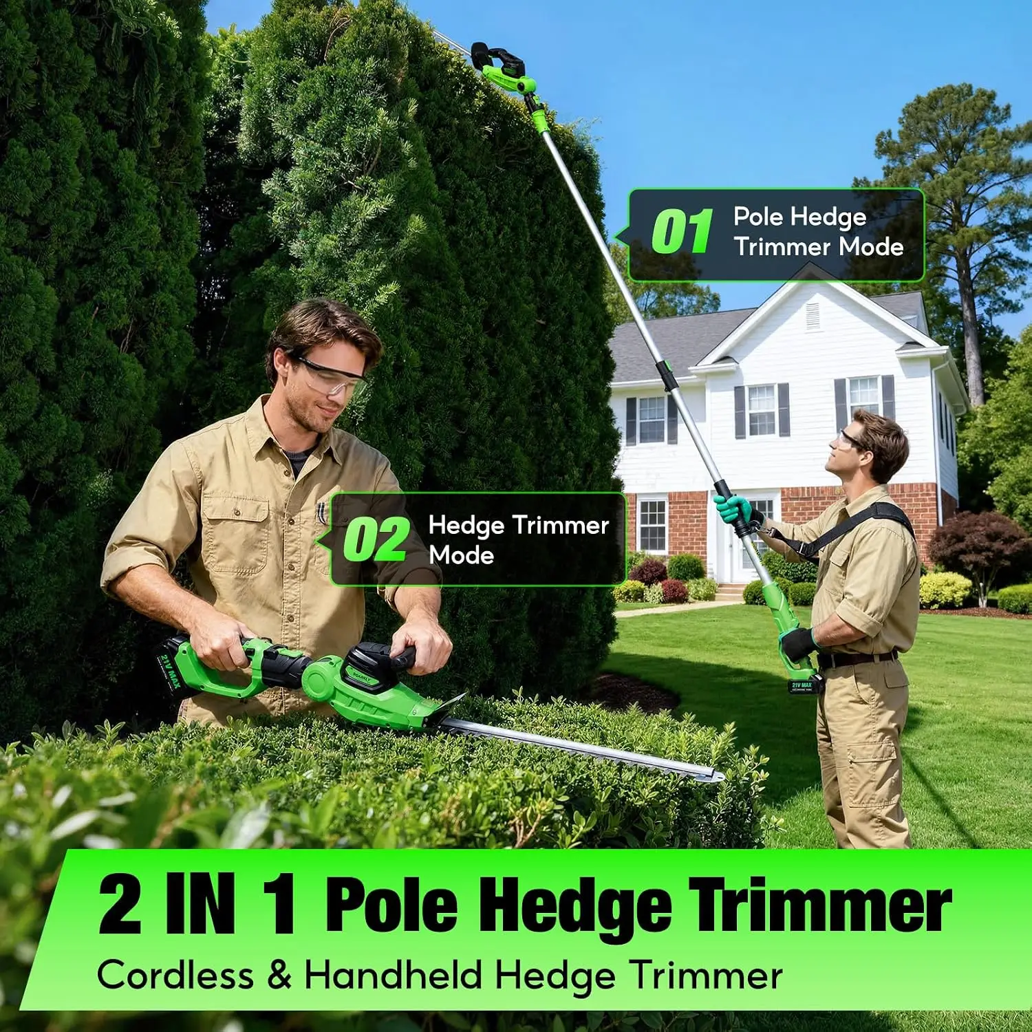 2 in 1 Pole Hedge Trimmer Cord - đánh giá và giá Cordless Hedge Trimmer Pole 2 In 1
