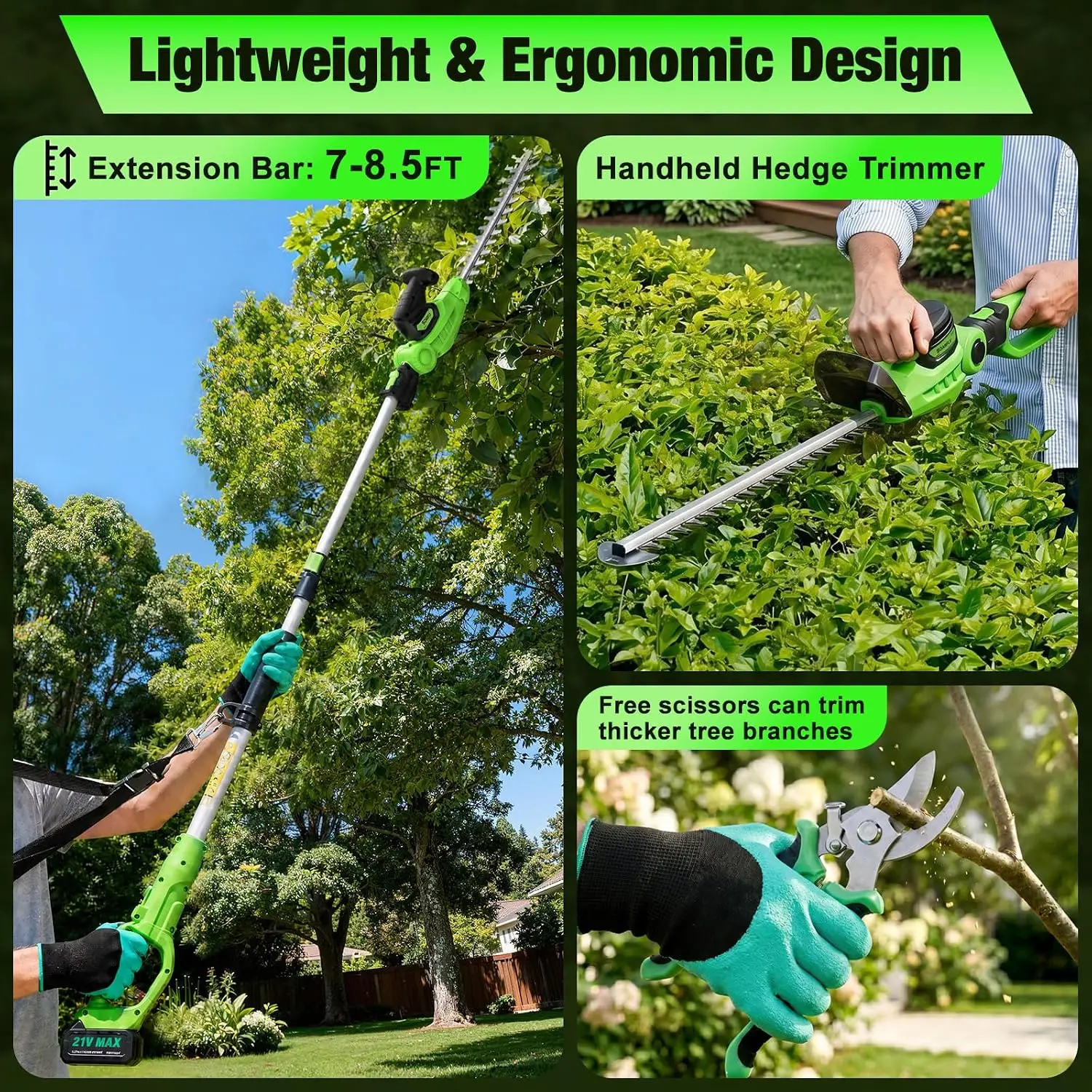 2 in 1 Pole Hedge Trimmer Cord - đánh giá và giá Cordless Hedge Trimmer Pole 2 In 1