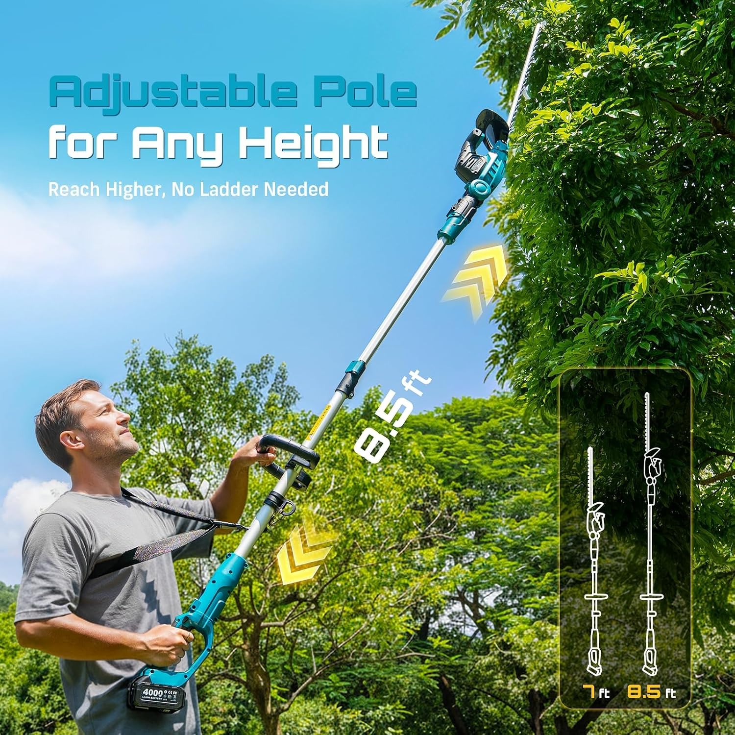 2-in-1 Hedge Trimmer, Pole & C - đánh giá và giá Cordless Hedge Trimmer Pole 2 In 1
